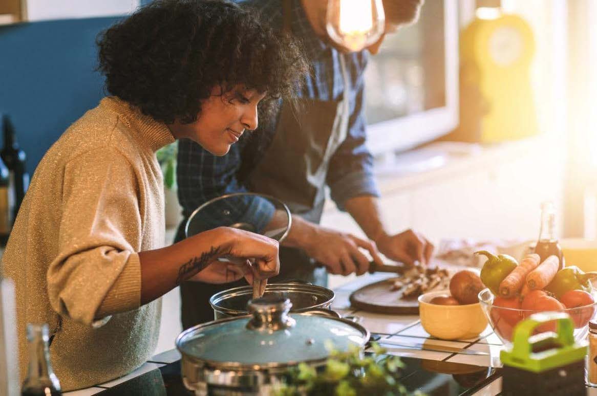 A woman cooking.