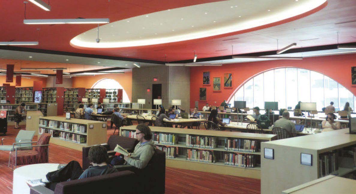 The interior of a library.