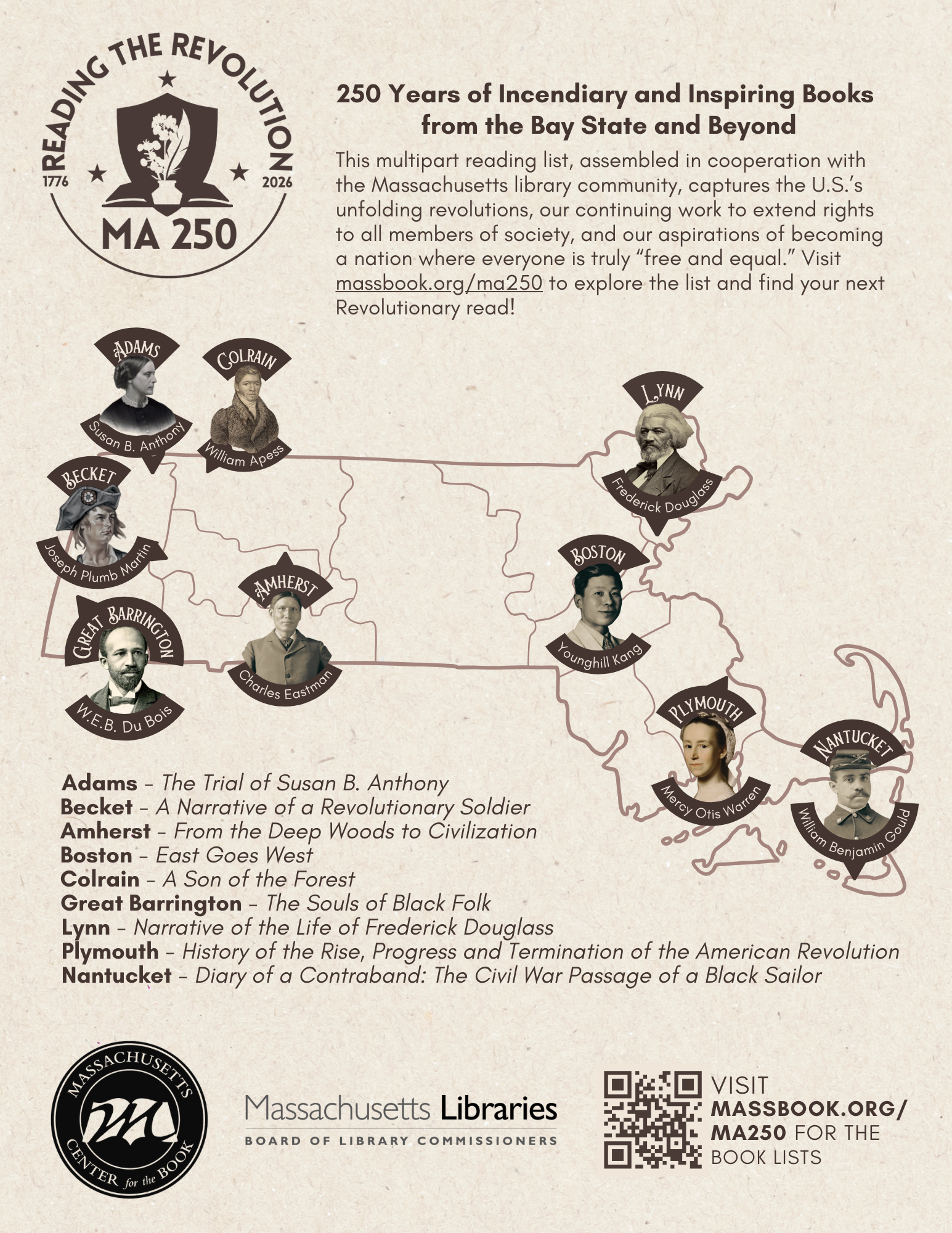 Flyer image promoting general reading list for MA250 Reading the Revolution